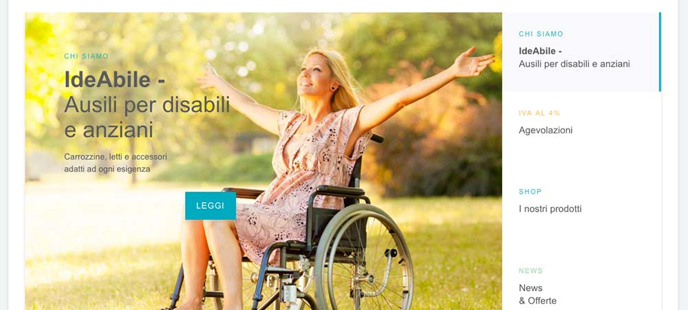 Creazione sito Web IdeAbile, Carrozzine e Ausili Disabili