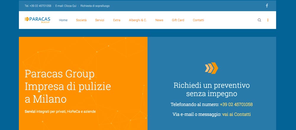Creazione sito Web Paracas Group, Impresa di Pulizie Milano