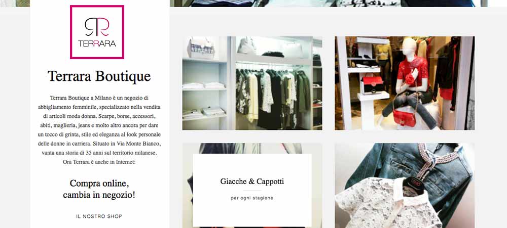 Creazione sito Web Terrara Boutique Milano shop online moda