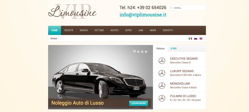 Creazione sito Web Vip Limousine autonoleggio con autista