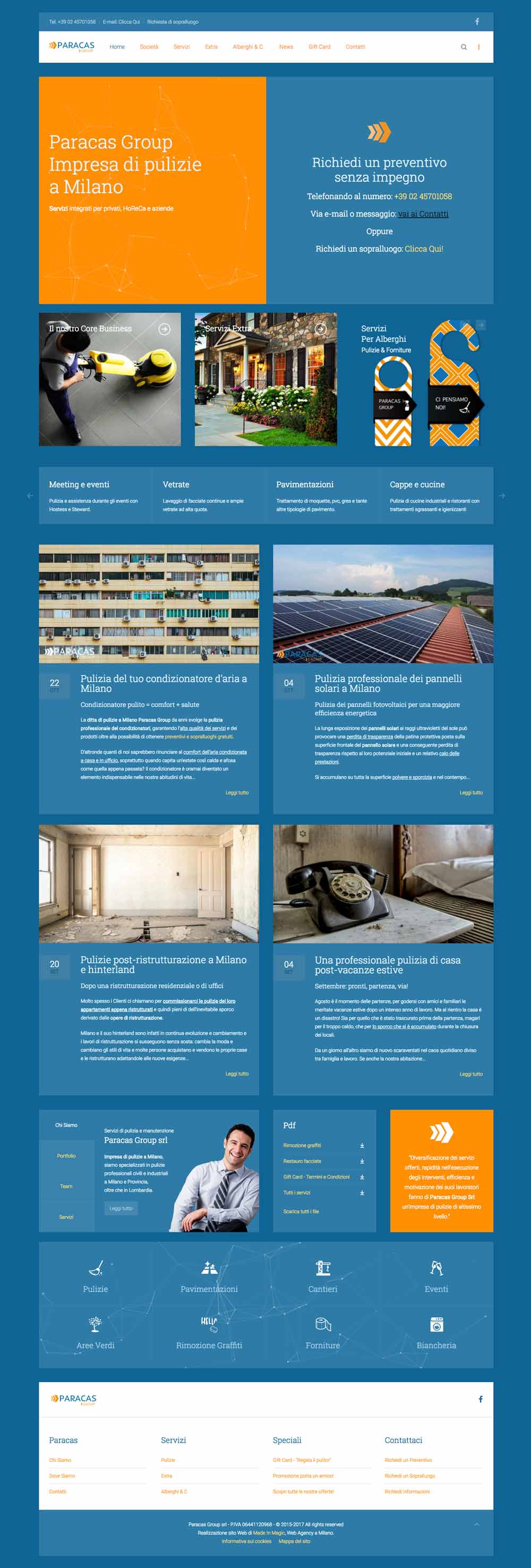 home sito Web Paracas Group, Impresa di Pulizie Milano home sito Web Paracas Group, Impresa di Pulizie Milano