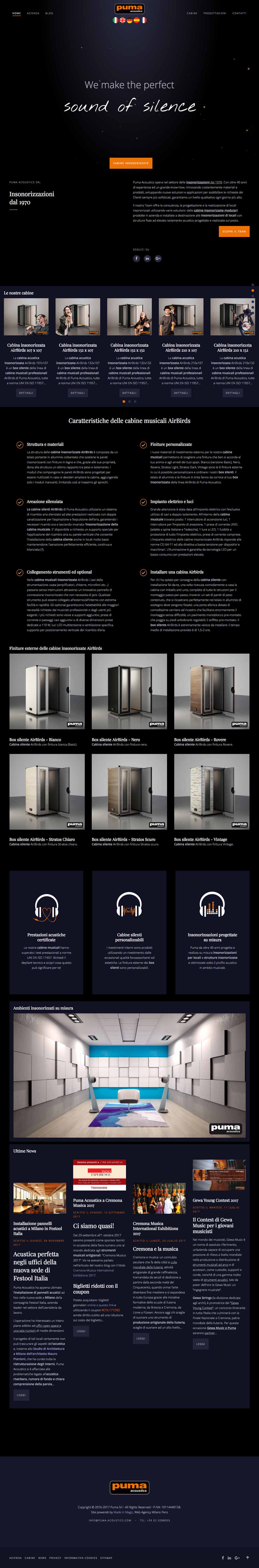 home sito Web Puma Acoustics Cabine Insonorizzate Milano home sito Web Puma Acoustics Cabine Insonorizzate Milano